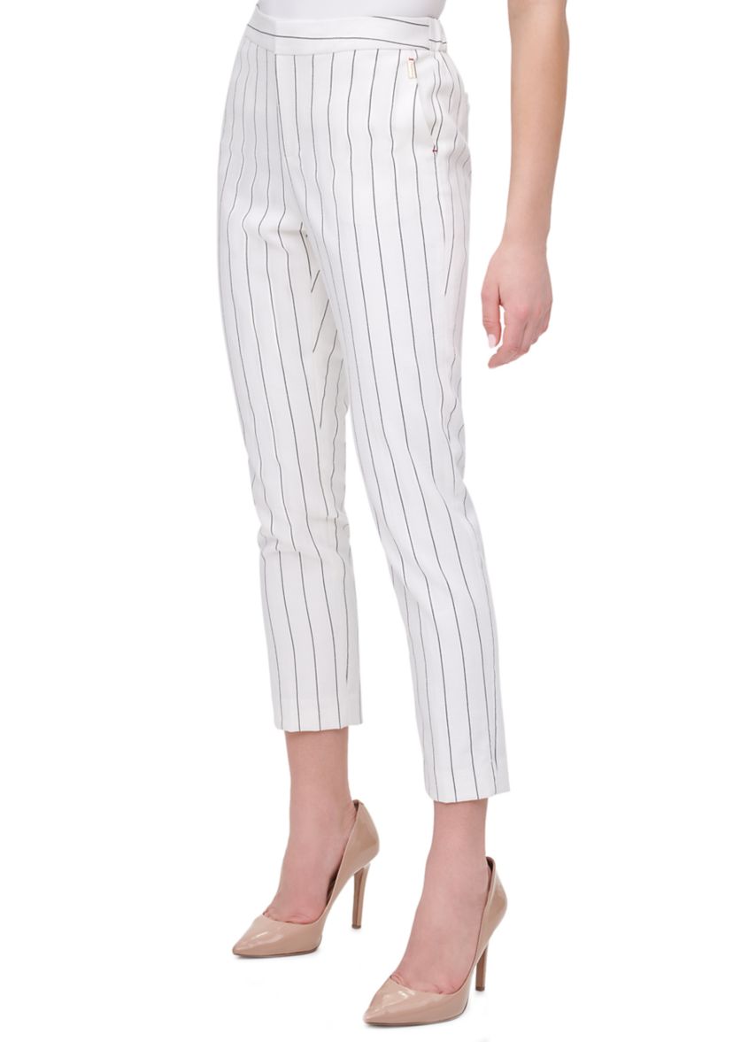 Womens Pinstripe Linen Trousers