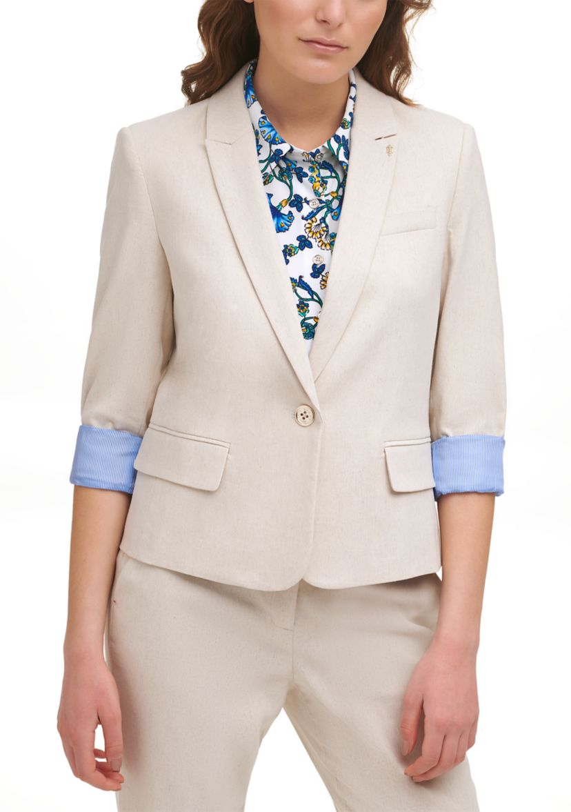 Womens Notch Lapel One Button Blazer 