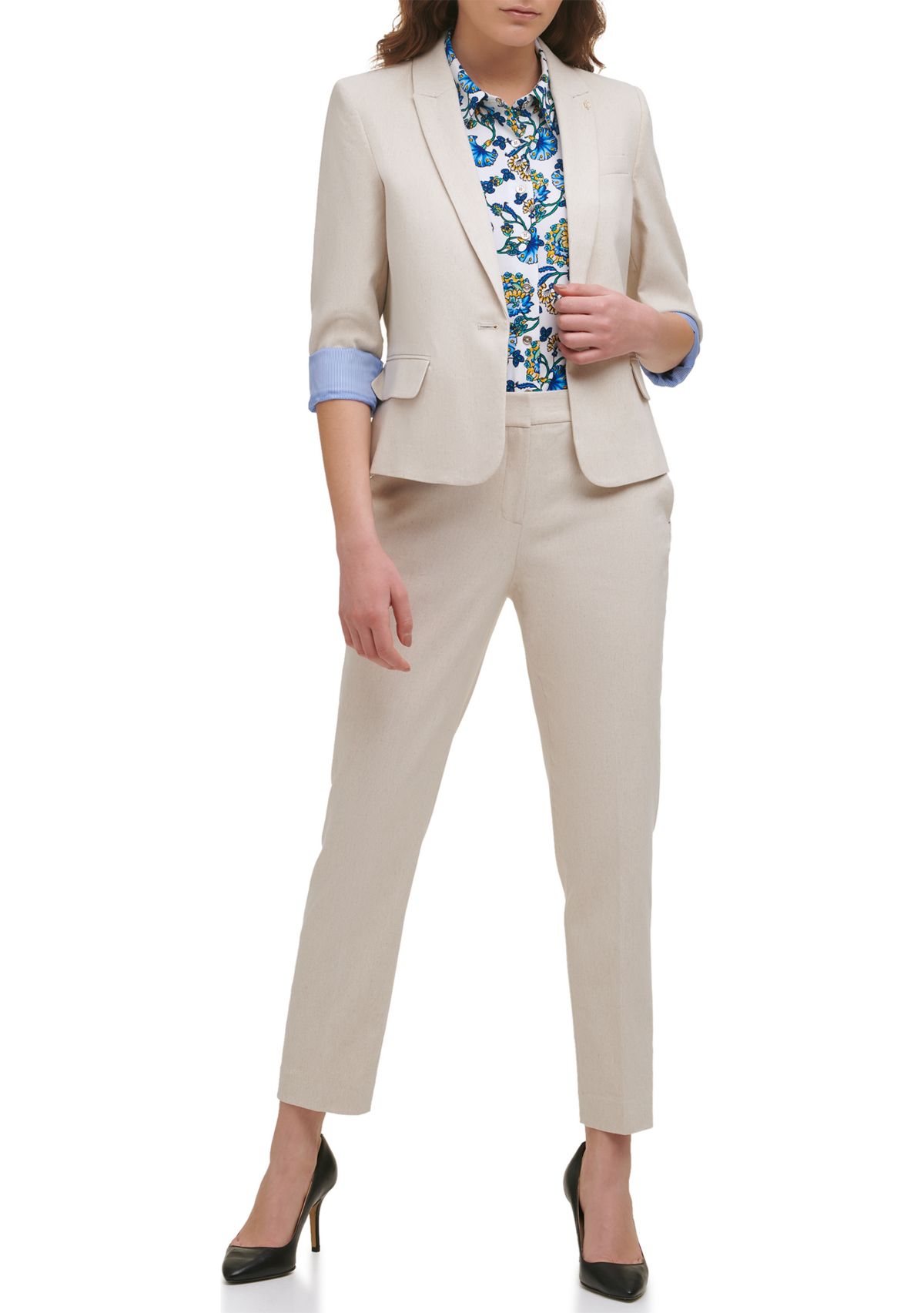 Womens Notch Lapel One Button Blazer 