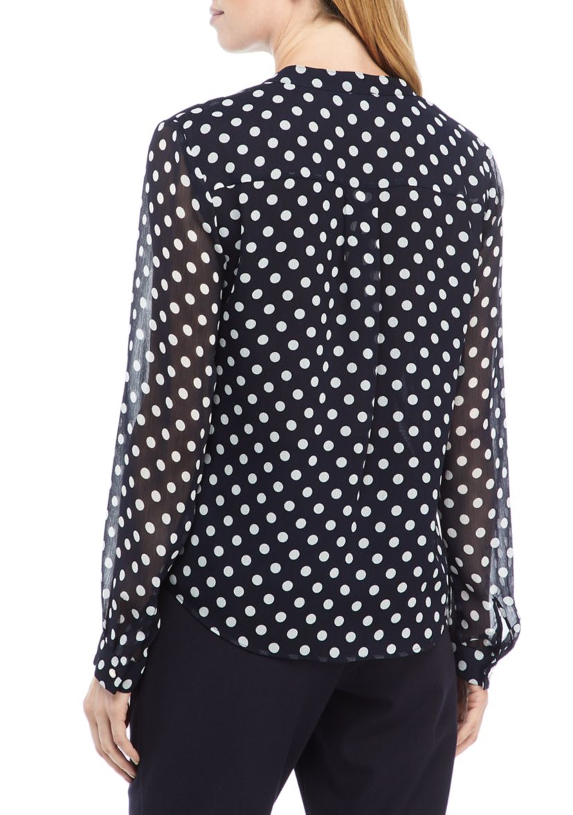 Tie Front Polka Dot Blouse