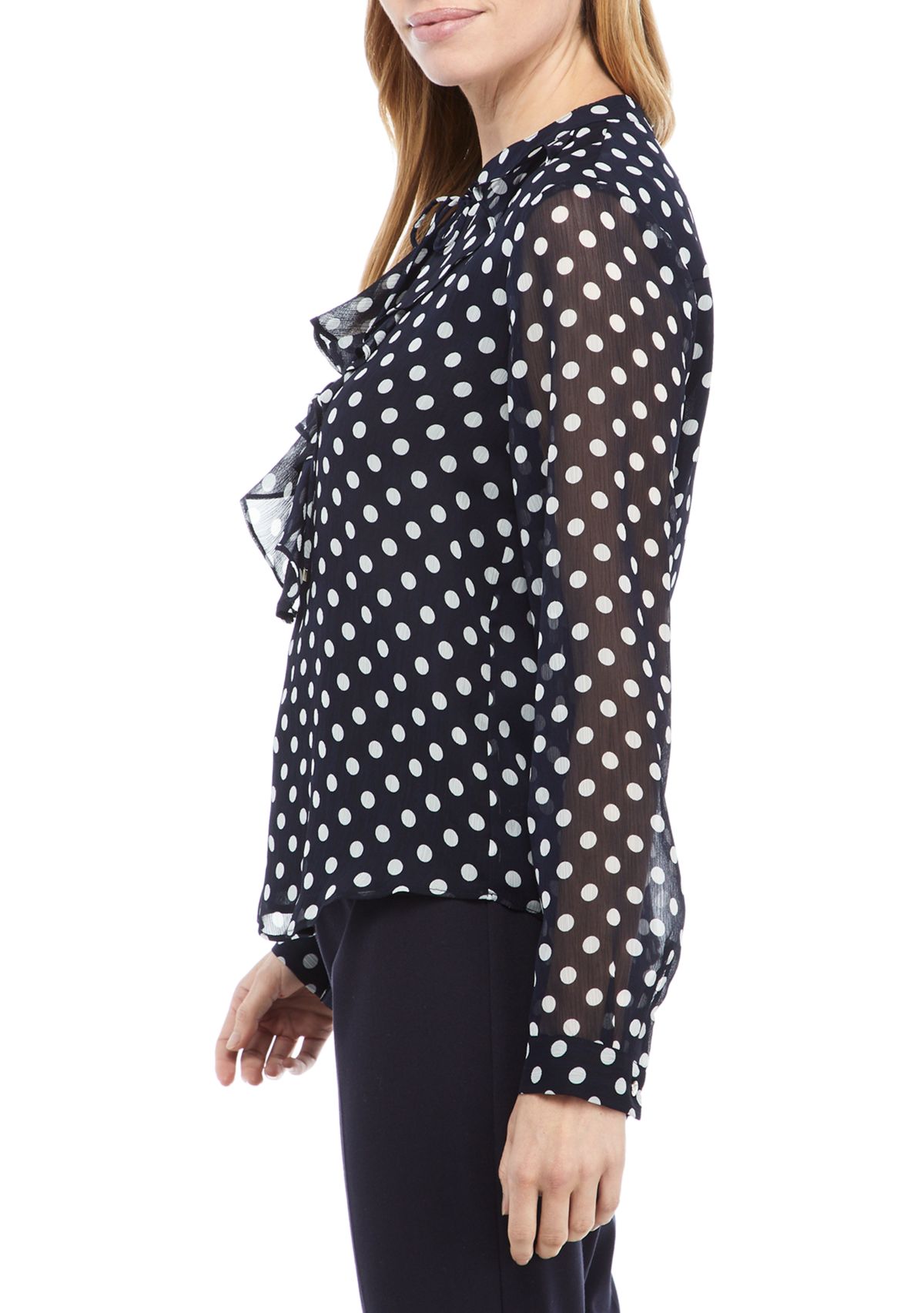 Tie Front Polka Dot Blouse