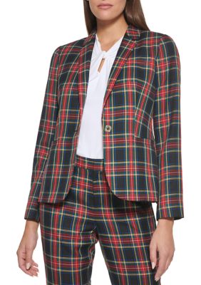 Tommy Hilfiger Women's One Button Plaid Jacket |