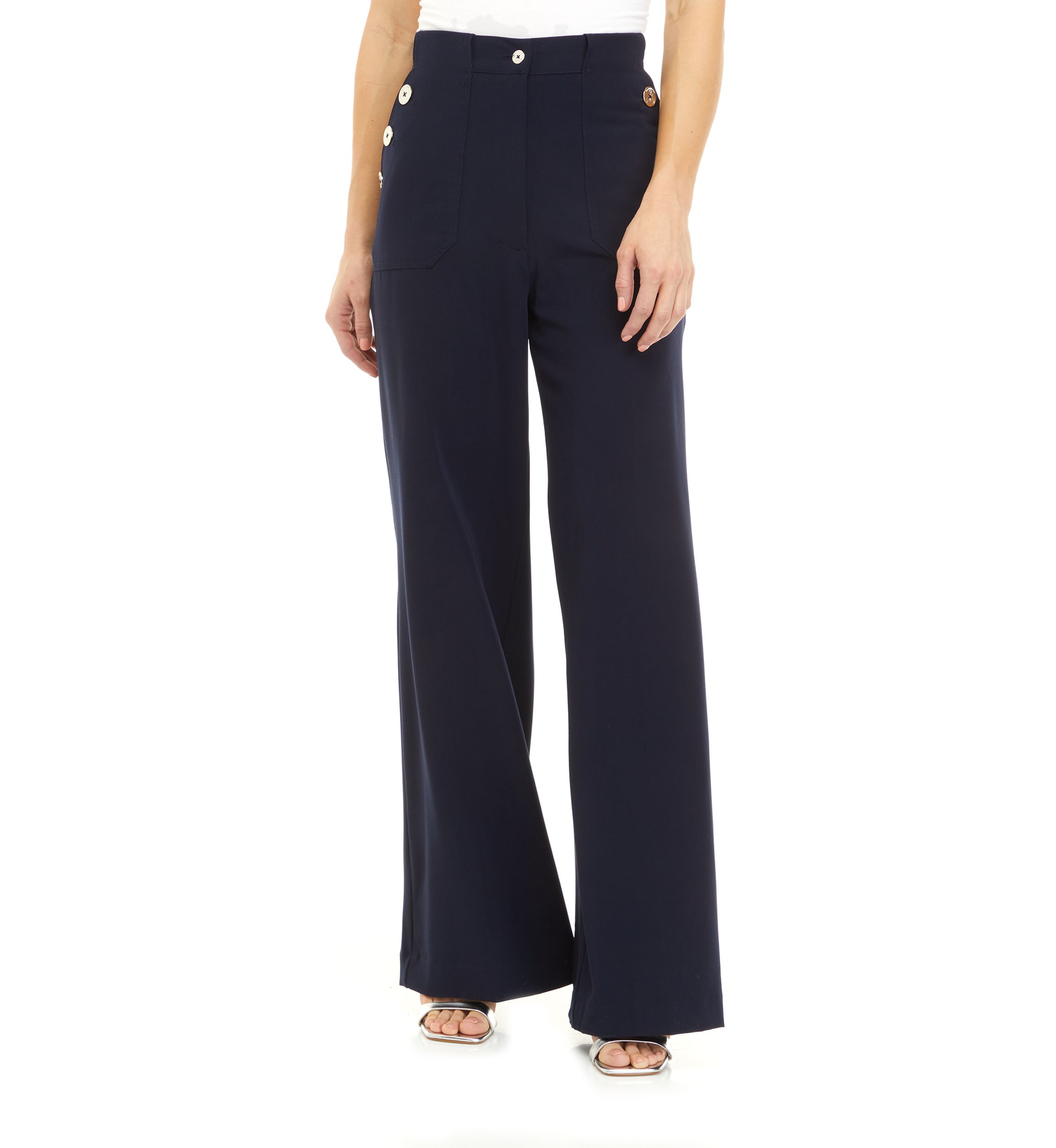 Womens Button Pocket Sailor Pants