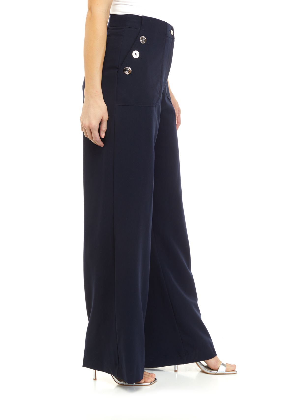 Womens Button Pocket Sailor Pants