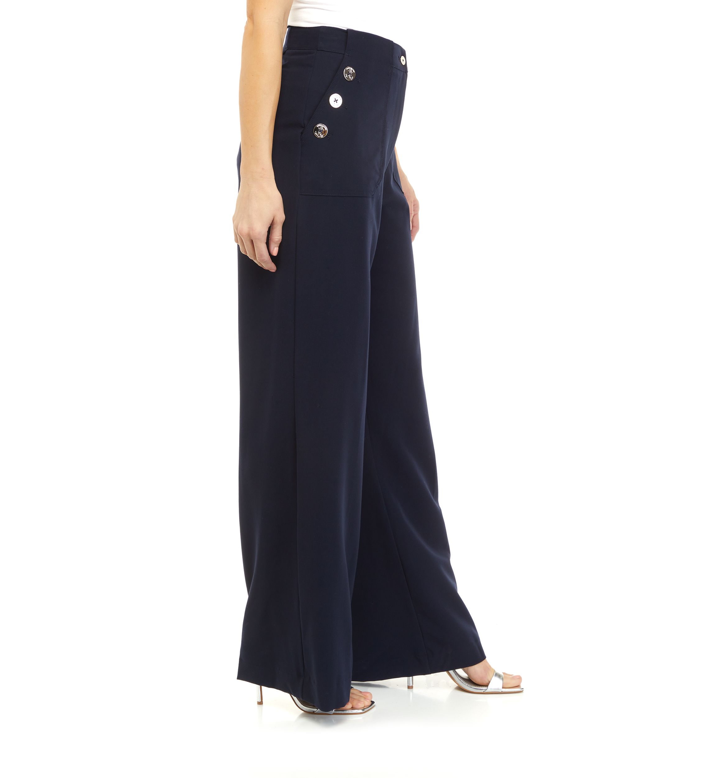 Womens Button Pocket Sailor Pants