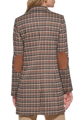 Women's Long Sleeve One Button Plaid Jacket