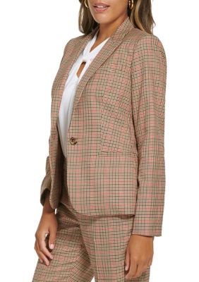 Women's Checkered Button Blazer