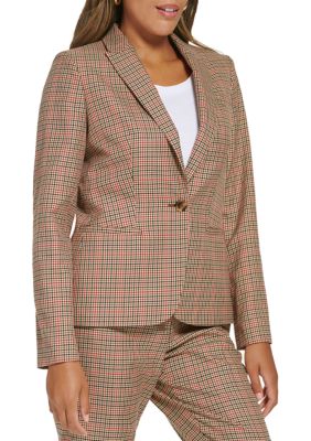 Women's Checkered Button Blazer