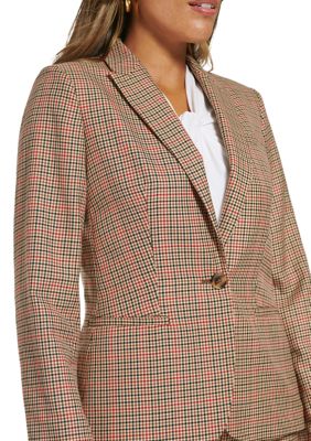 Women's Checkered Button Blazer