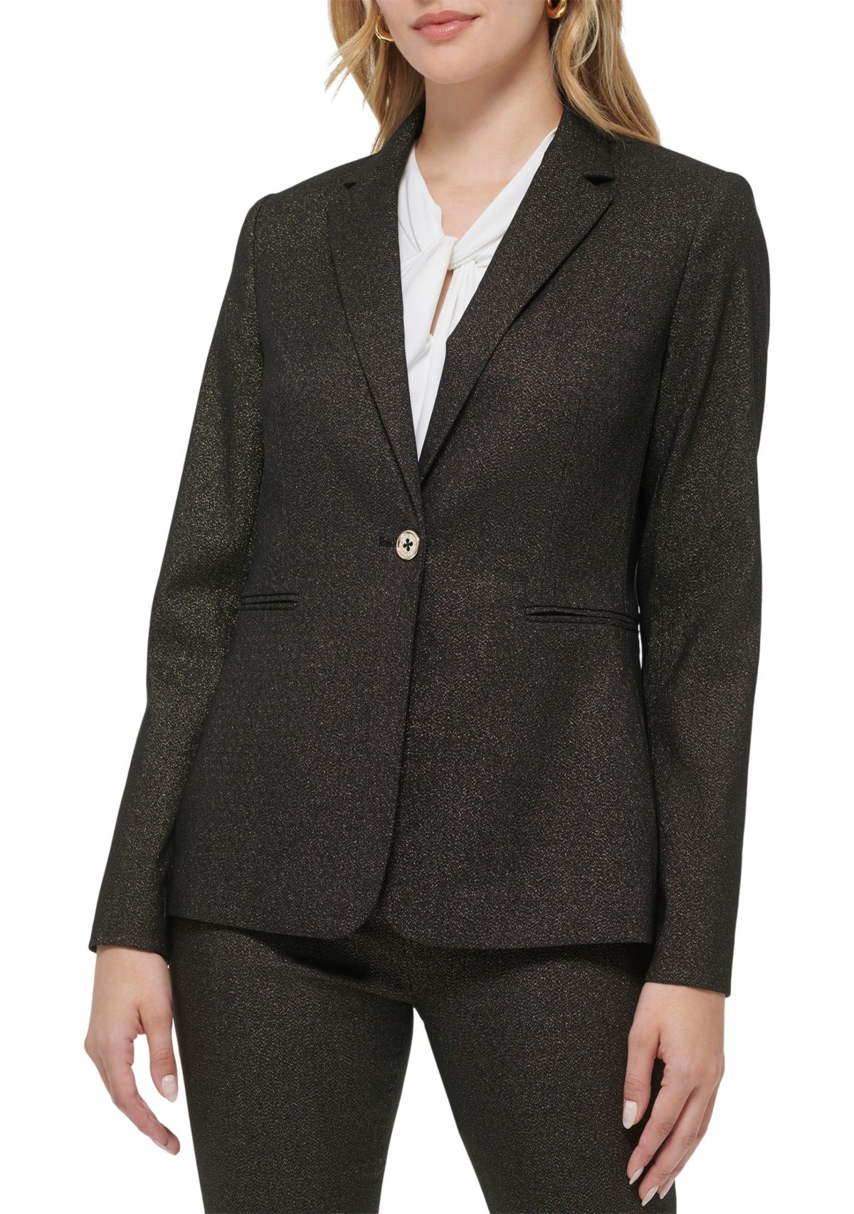 Womens One Button Shimmer Jacket