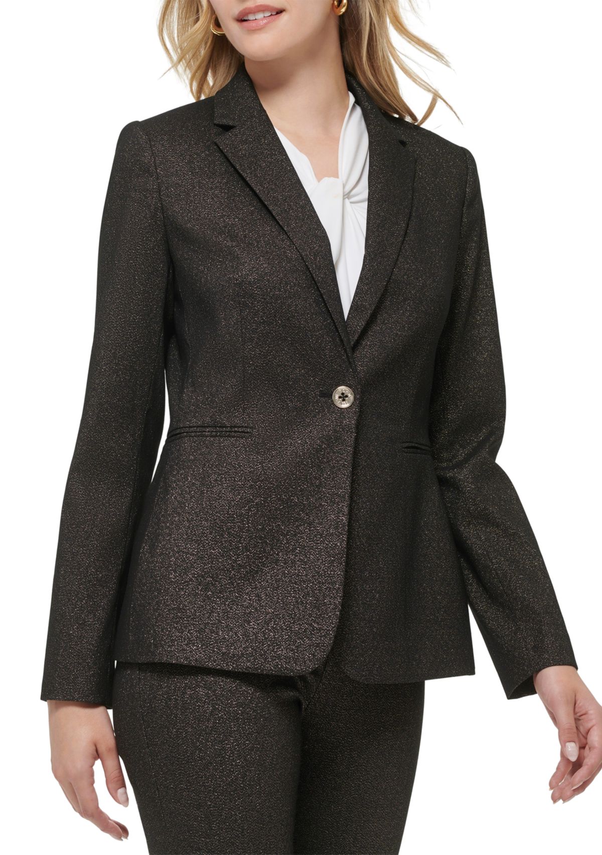 Womens One Button Shimmer Jacket