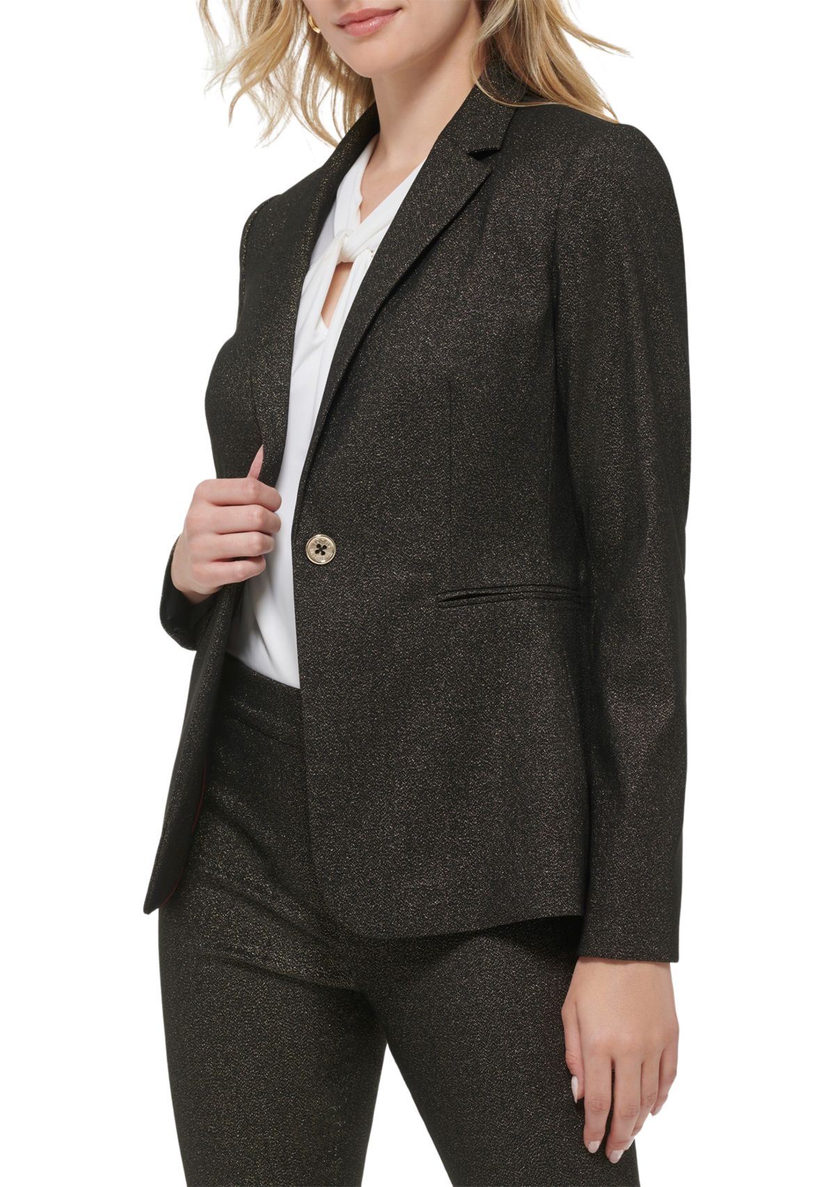 Womens One Button Shimmer Jacket