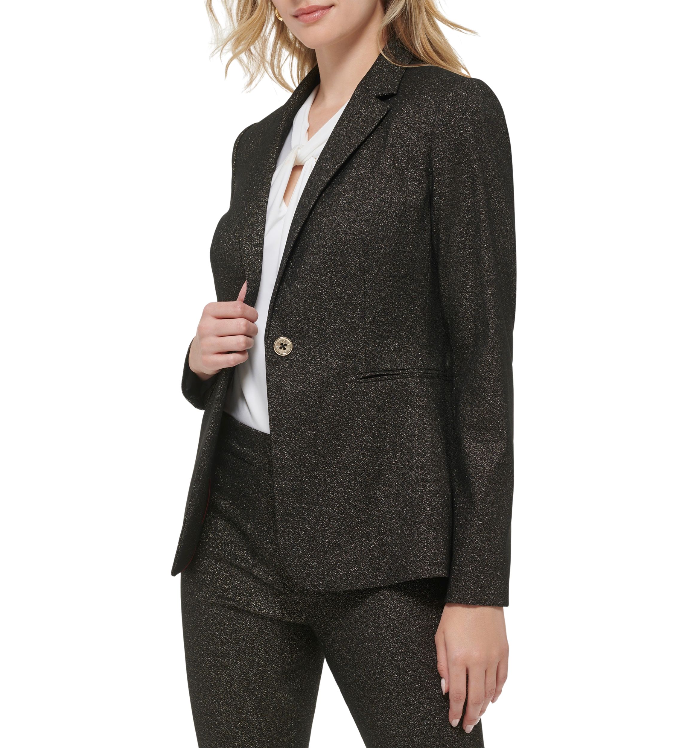 Womens One Button Shimmer Jacket