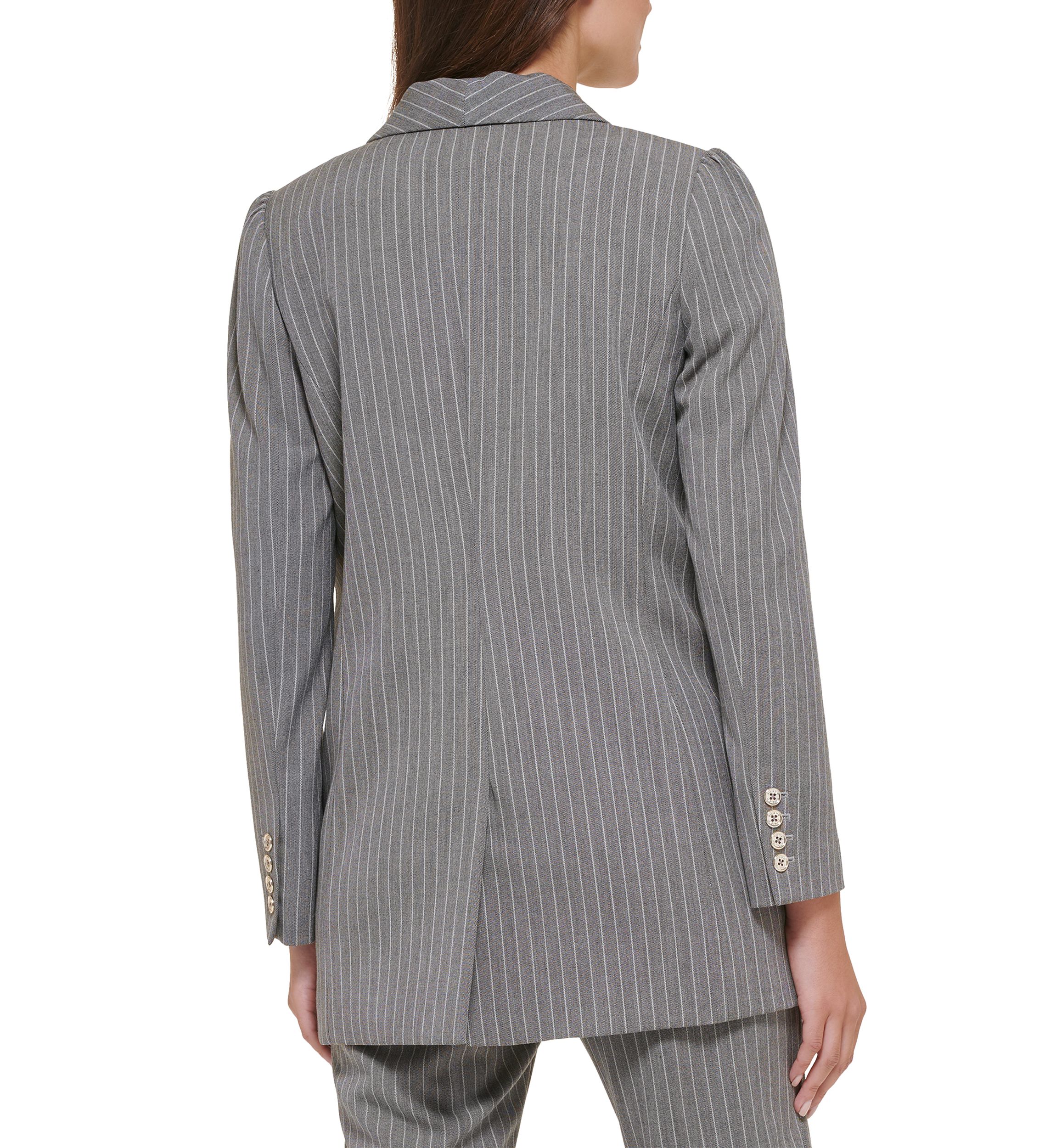 Womens Pinstripe One Button Blazer