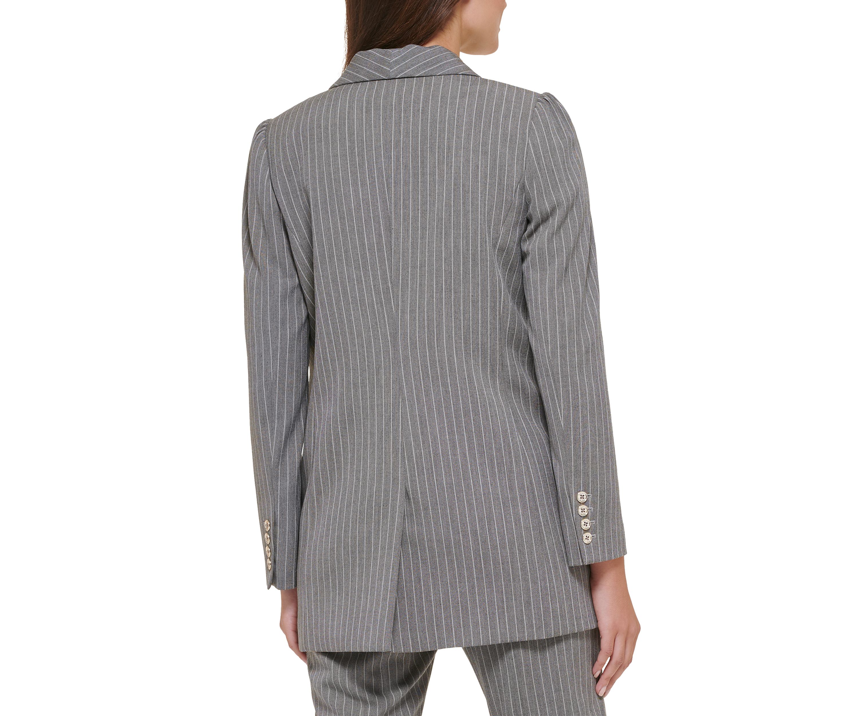 Womens Pinstripe One Button Blazer