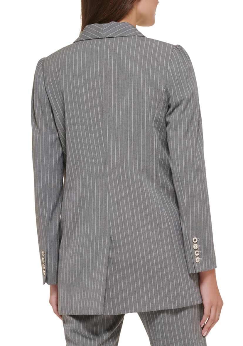 Womens Pinstripe One Button Blazer