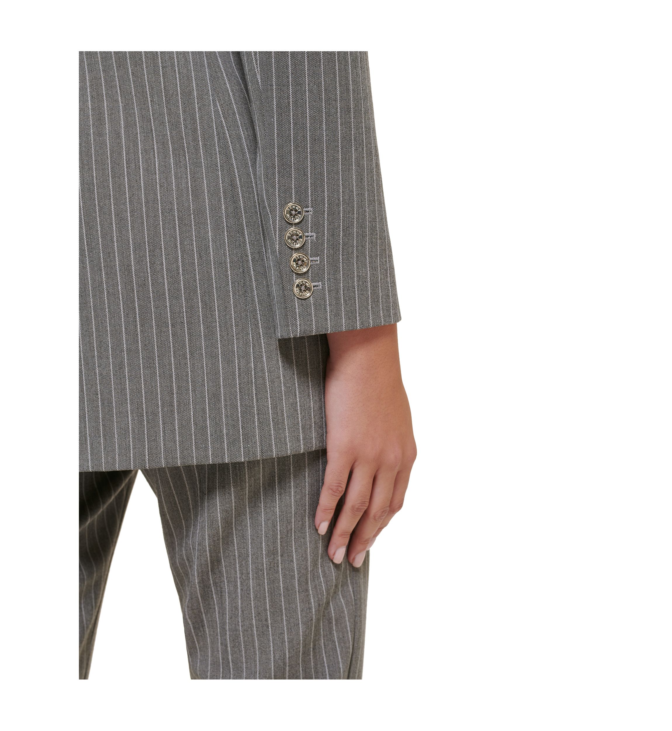 Womens Pinstripe One Button Blazer