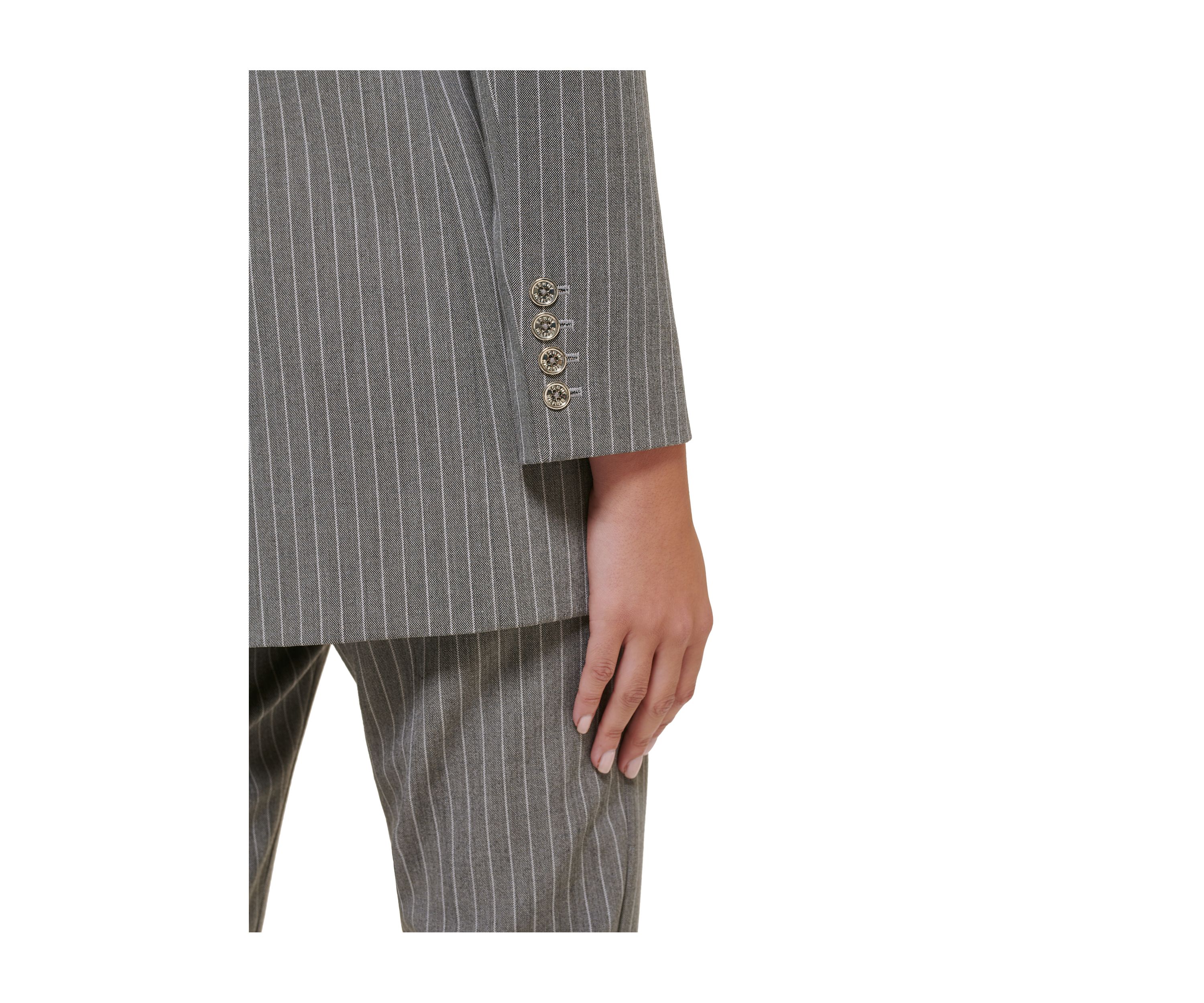Womens Pinstripe One Button Blazer