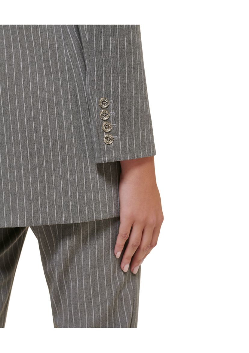 Womens Pinstripe One Button Blazer
