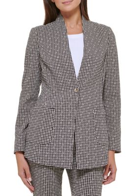 Women's Checkered Shawl Collar Blazer