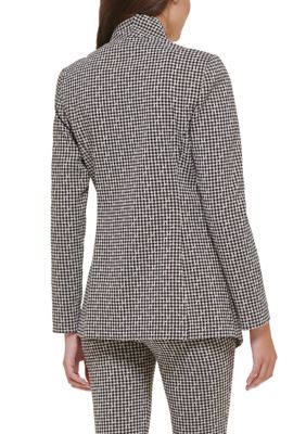 Women's Checkered Shawl Collar Blazer