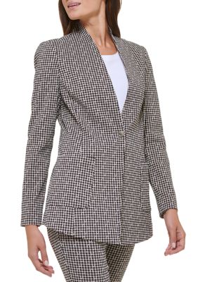 Women's Checkered Shawl Collar Blazer