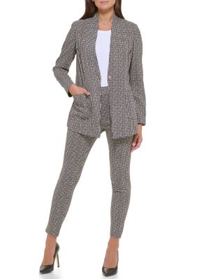 Women's Checkered Shawl Collar Blazer