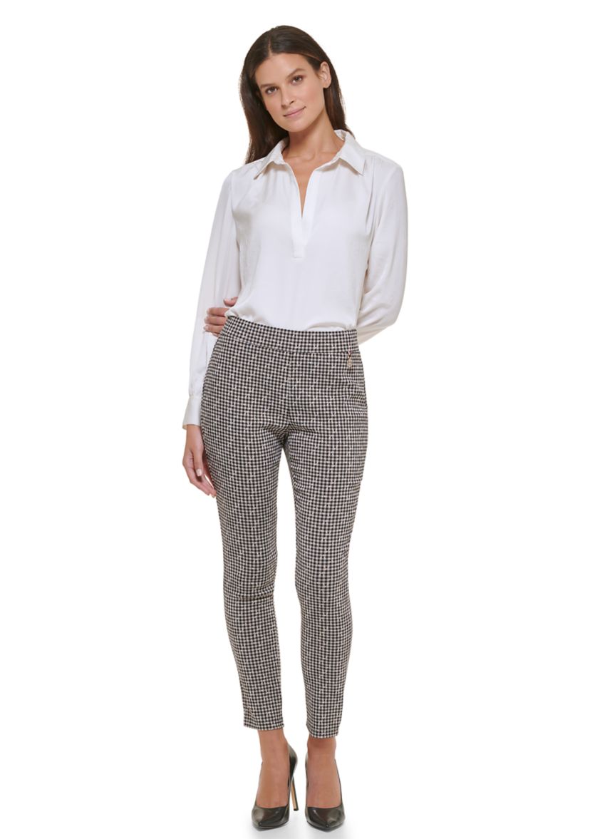Womens Checkered Pull On Pants
