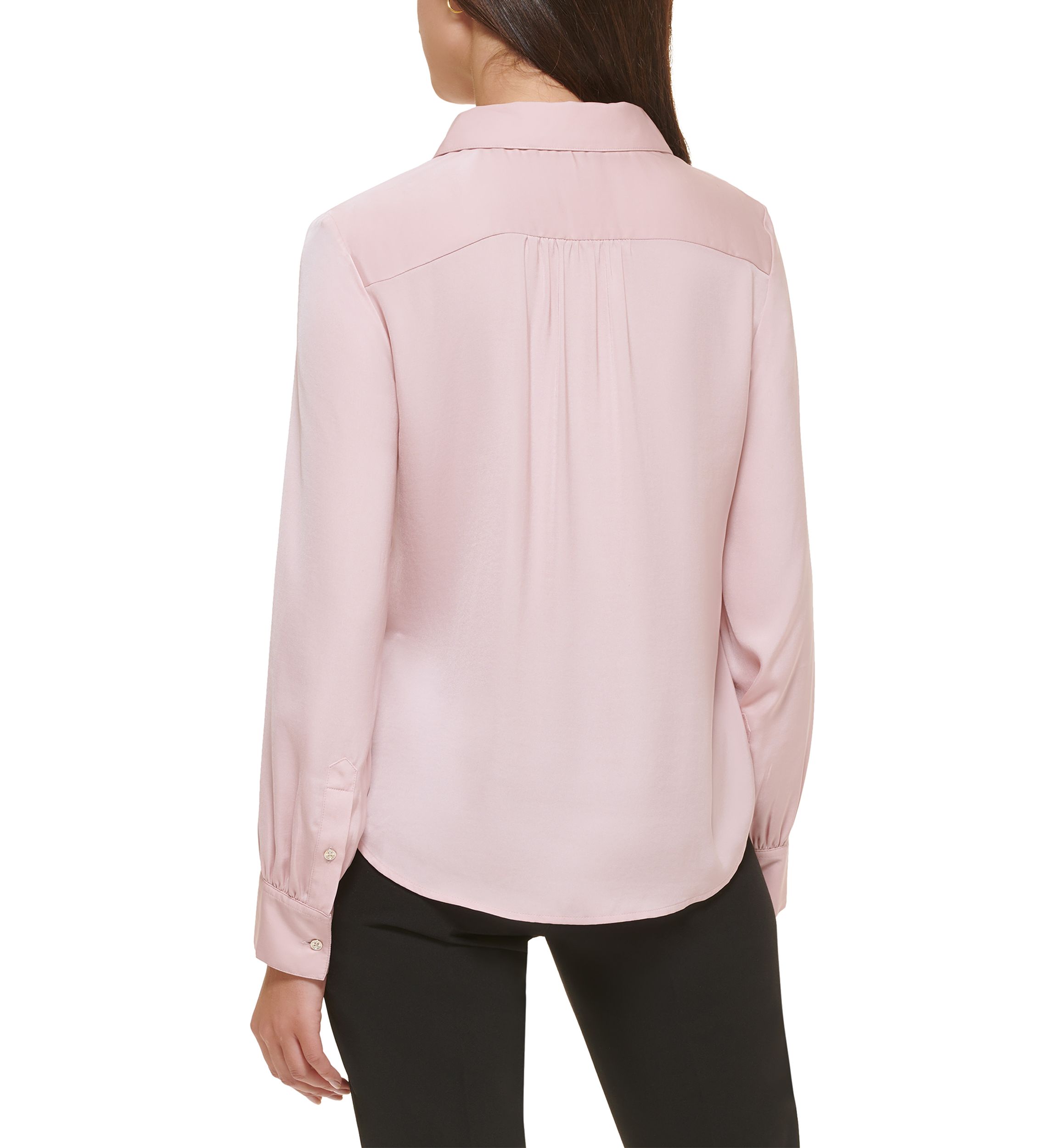 Womens Long Sleeve Johnny Collar Blouse