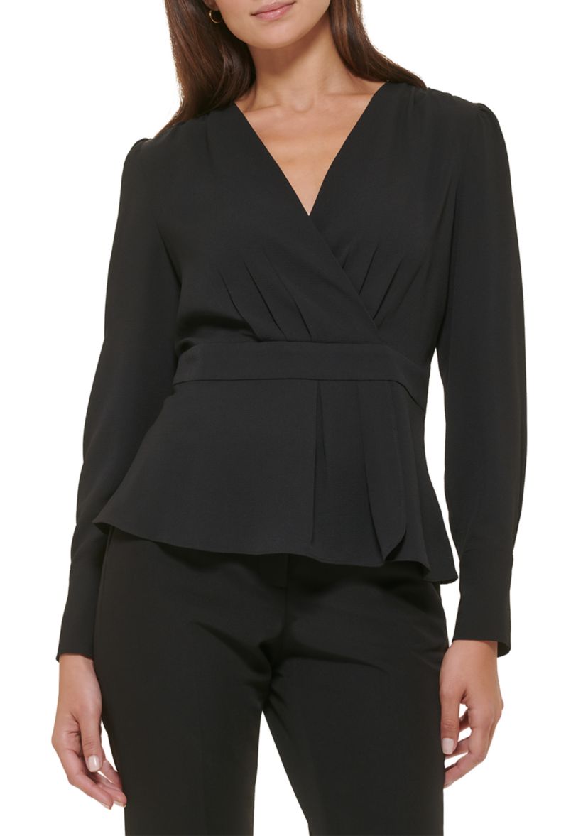 Womens Long Sleeve Peplum Blouse
