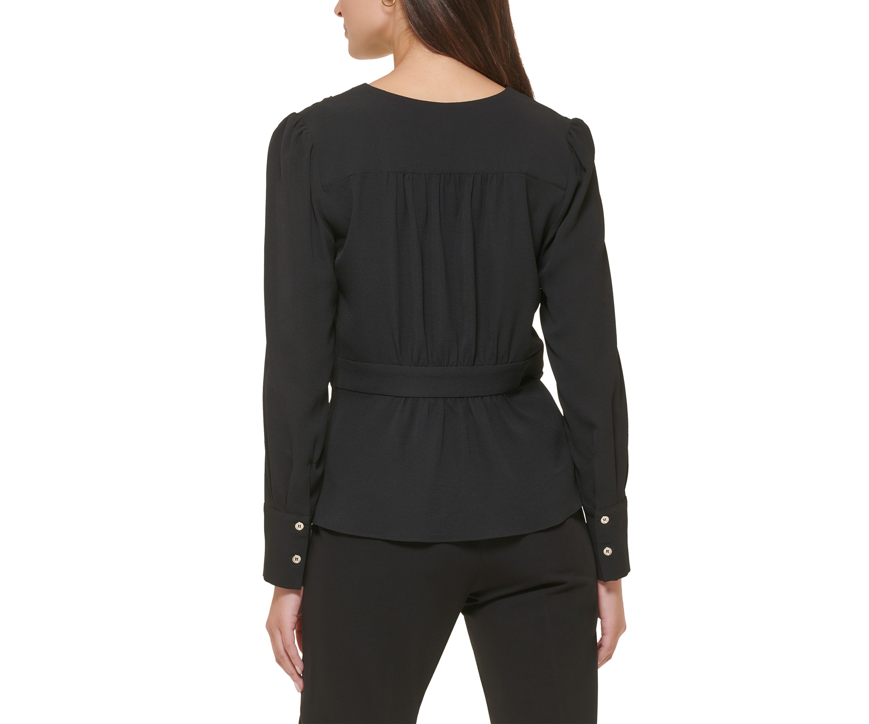 Womens Long Sleeve Peplum Blouse
