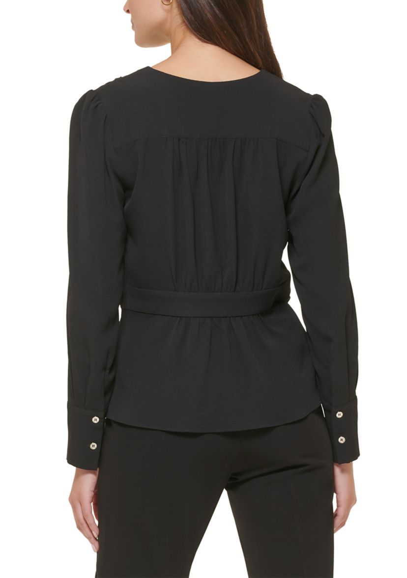 Womens Long Sleeve Peplum Blouse