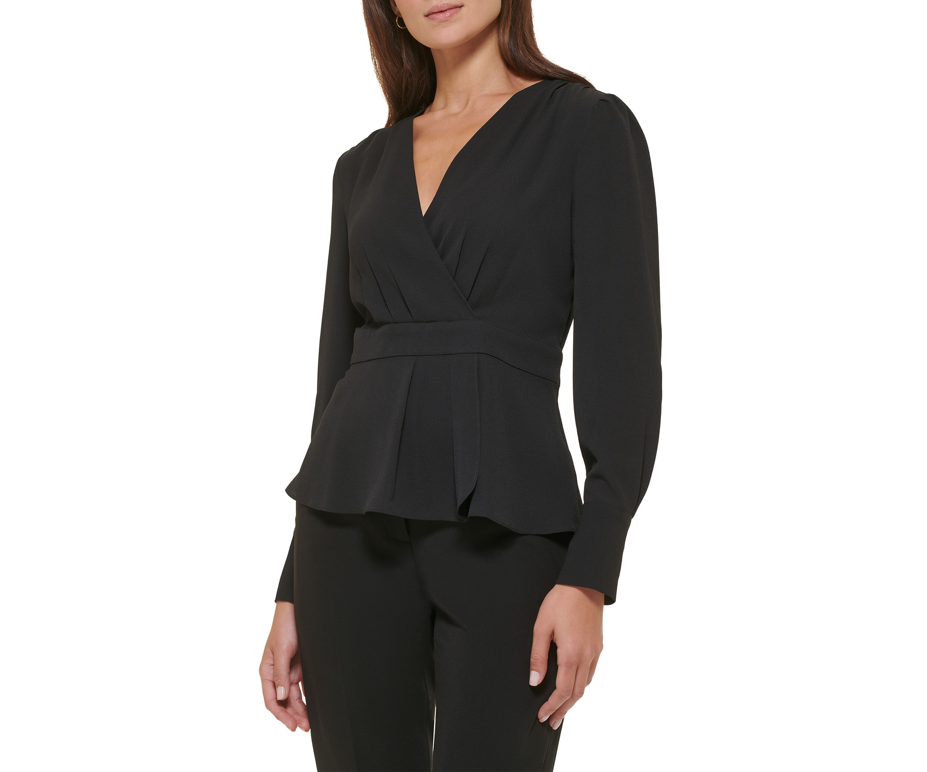 Womens Long Sleeve Peplum Blouse