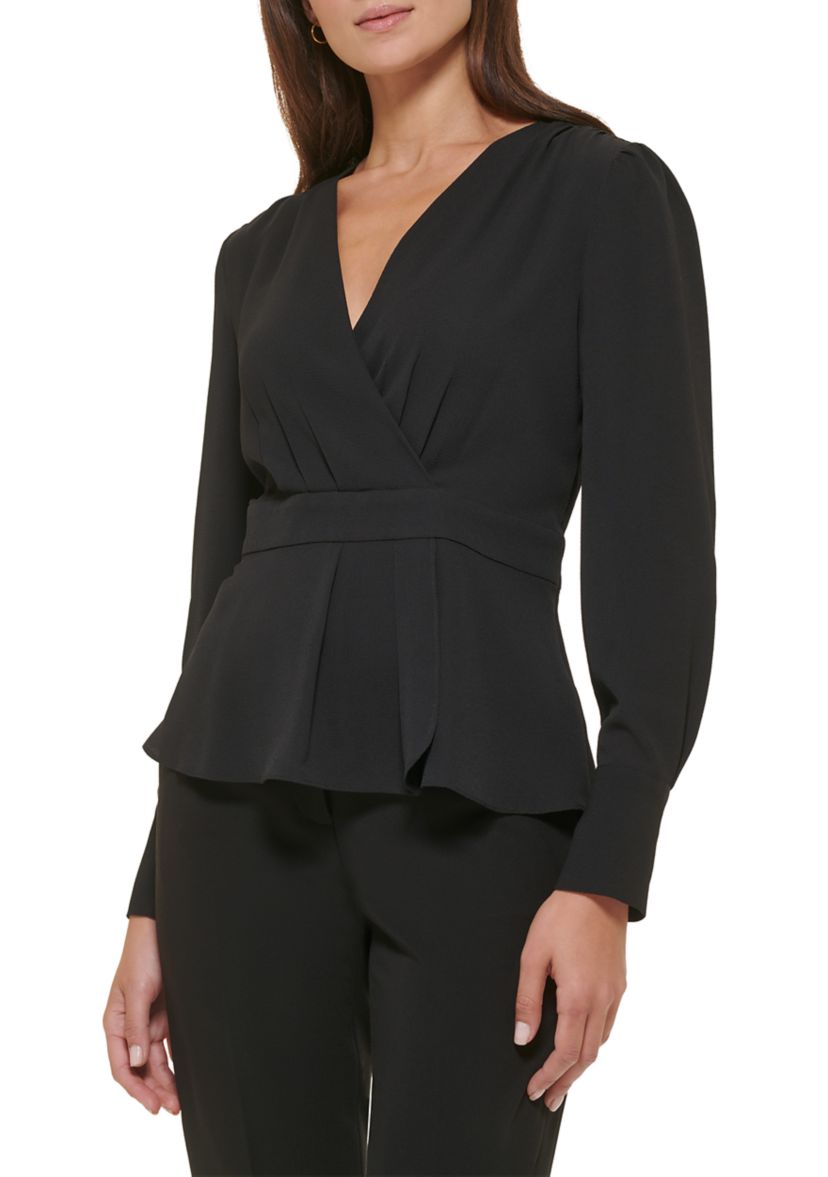 Womens Long Sleeve Peplum Blouse