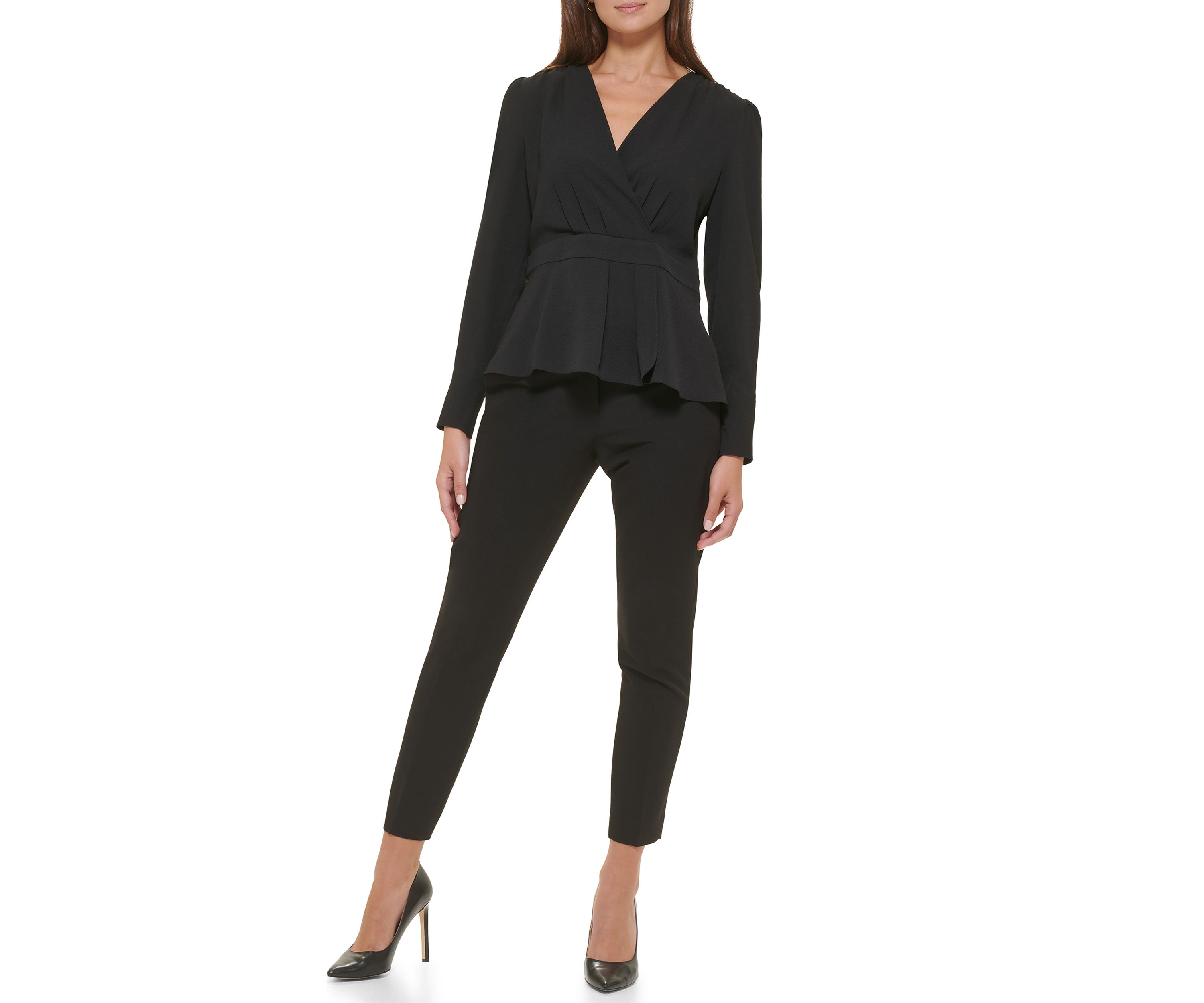 Womens Long Sleeve Peplum Blouse