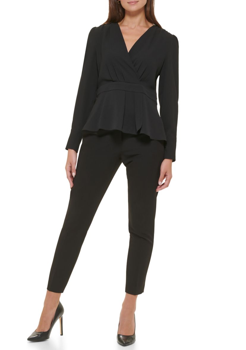 Womens Long Sleeve Peplum Blouse