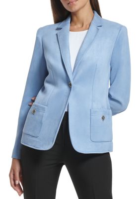 Tommy Hilfiger Women's Long Sleeve Notch Collar Button Scuba Suede Jacket | belk