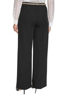 Women's High Rise Wide Leg Belted Pants