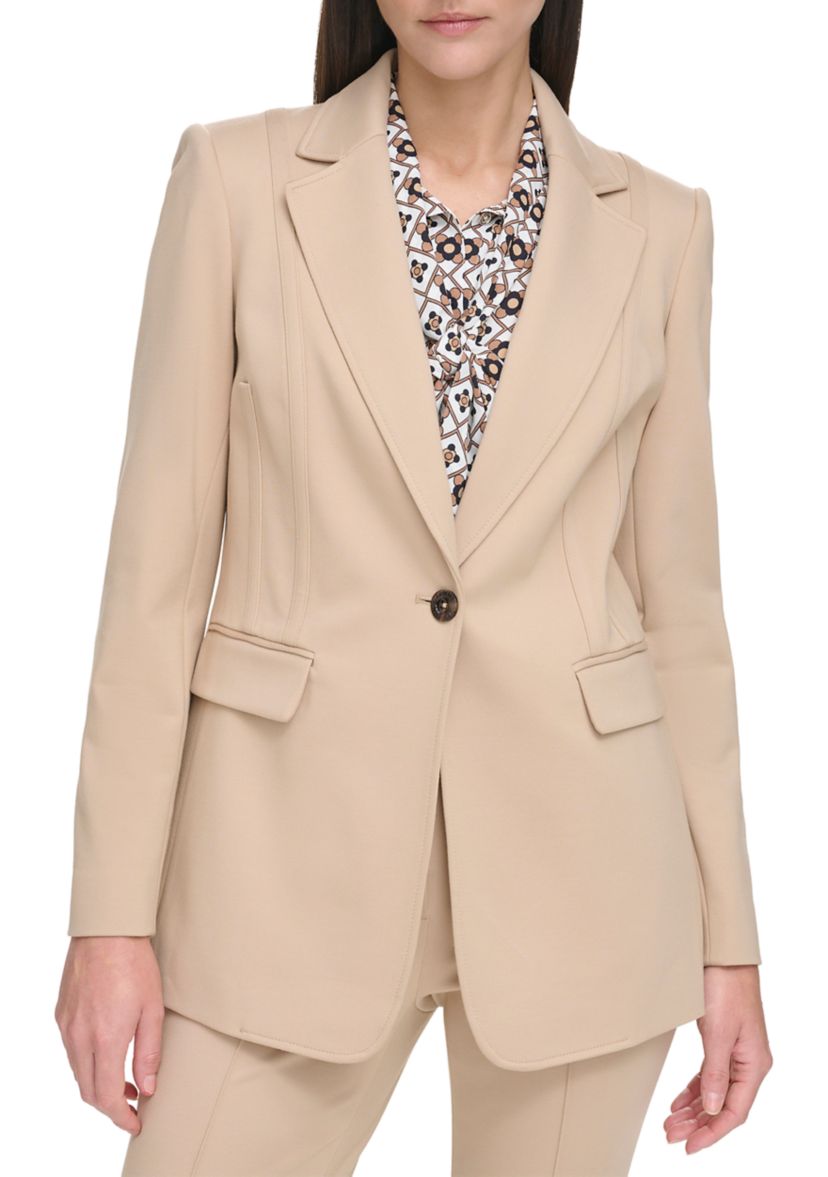 Womens One Button Framed Blazer