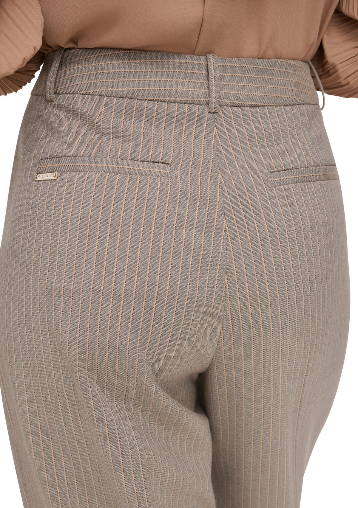 Womens High Rise Wide Leg Pinstripe Trouser Pants