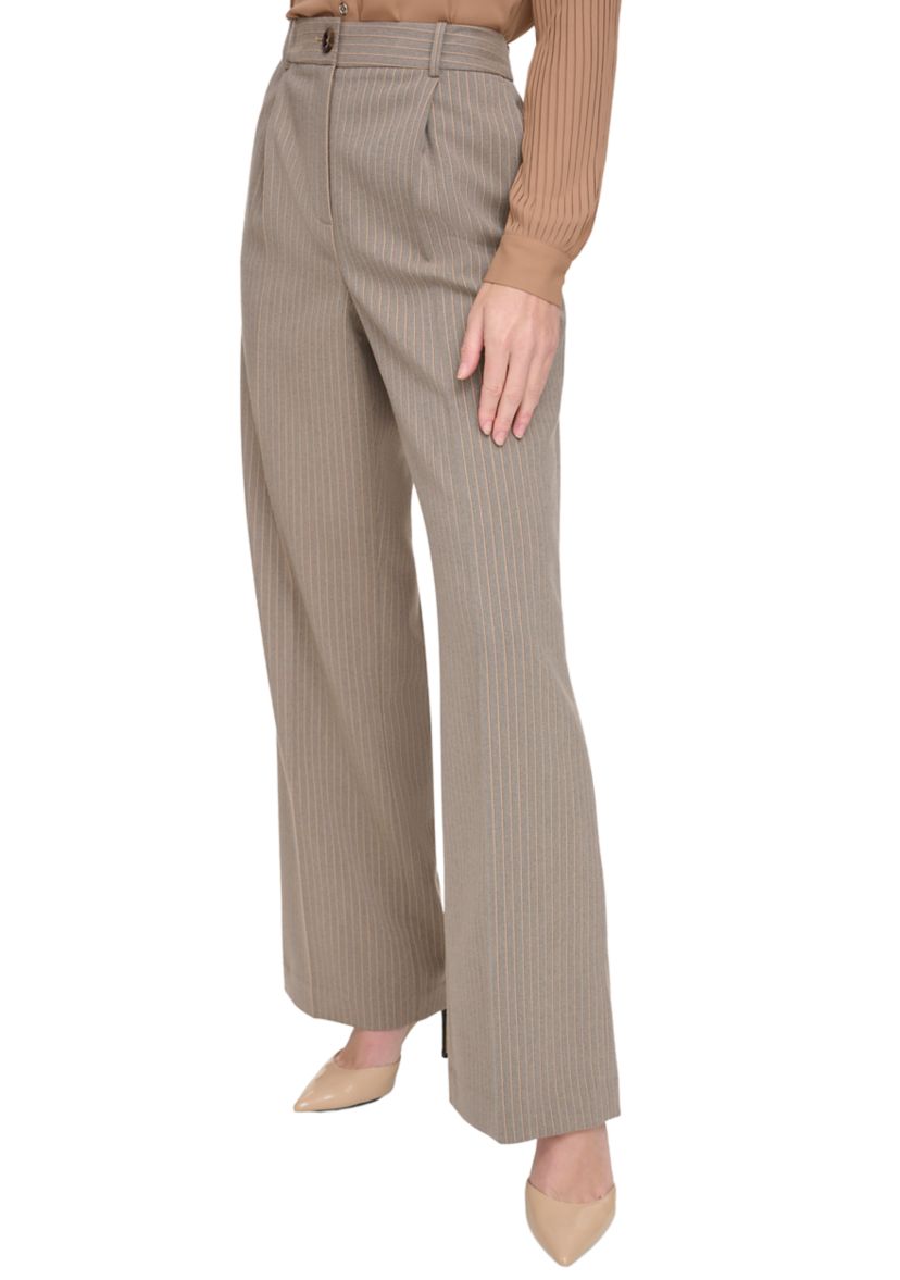 Womens High Rise Wide Leg Pinstripe Trouser Pants