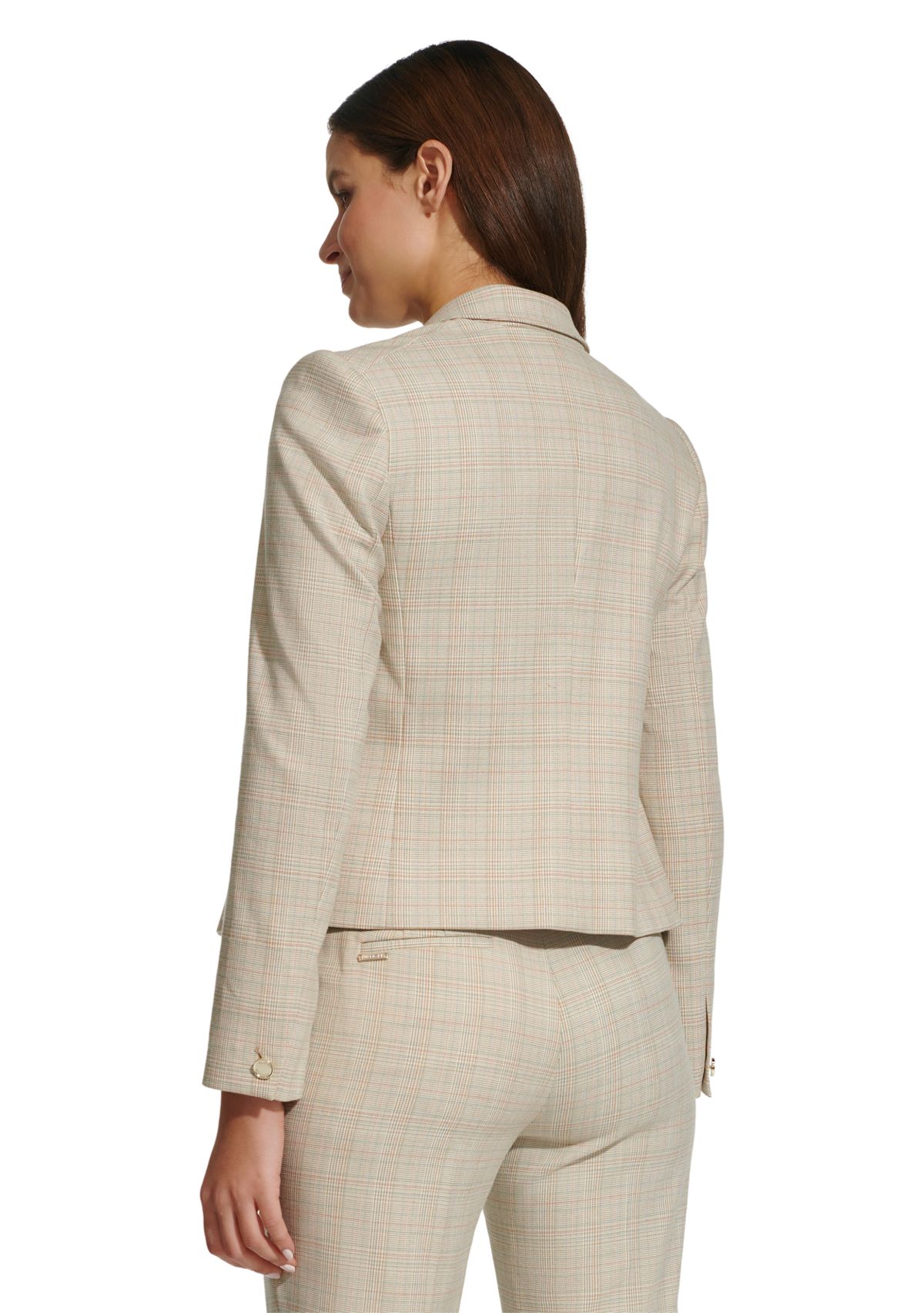 Womens Open Front Check Jacket