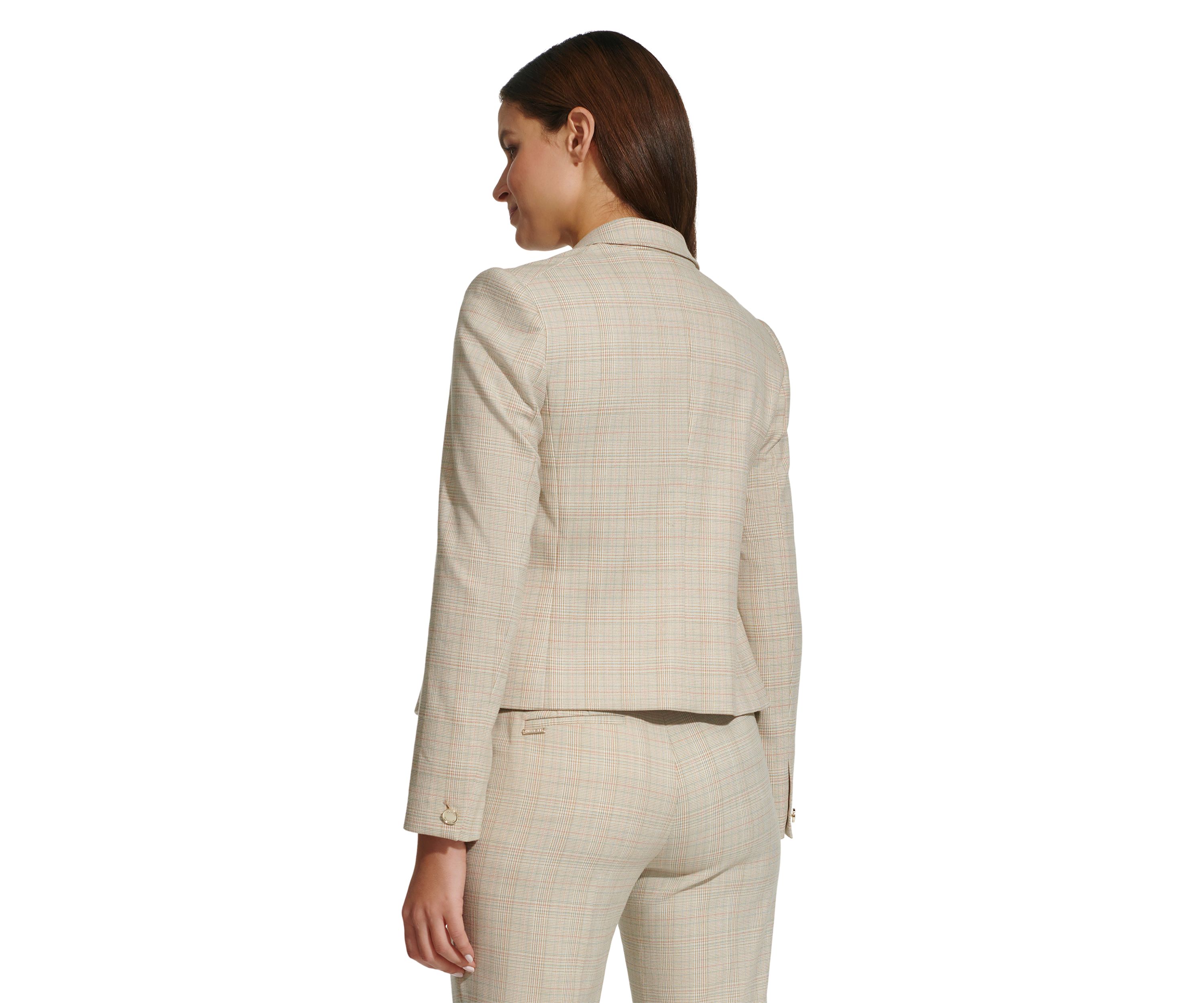 Womens Open Front Check Jacket