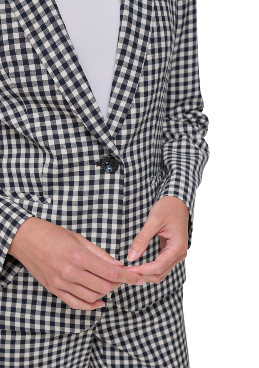 Womens Gingham One Button Blazer