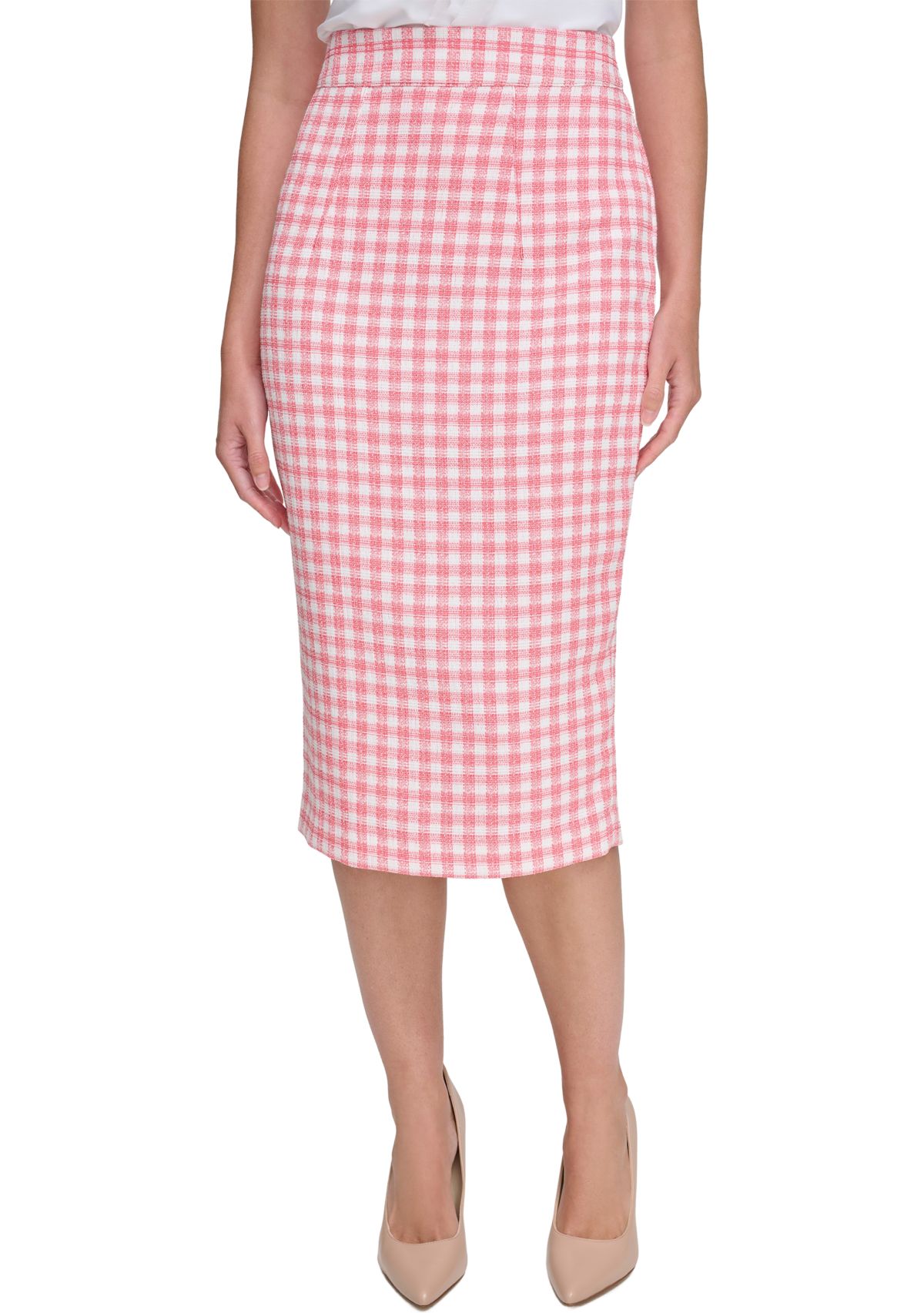 Womens Gingham Pencil Skirt