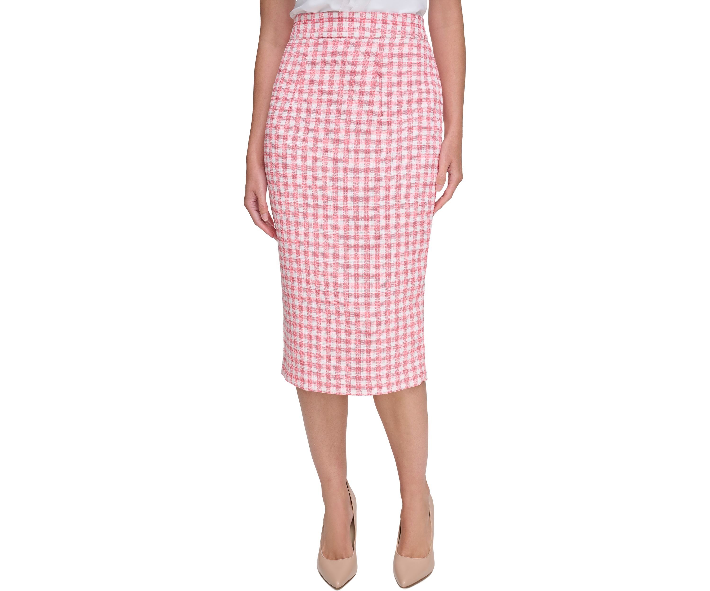 Womens Gingham Pencil Skirt