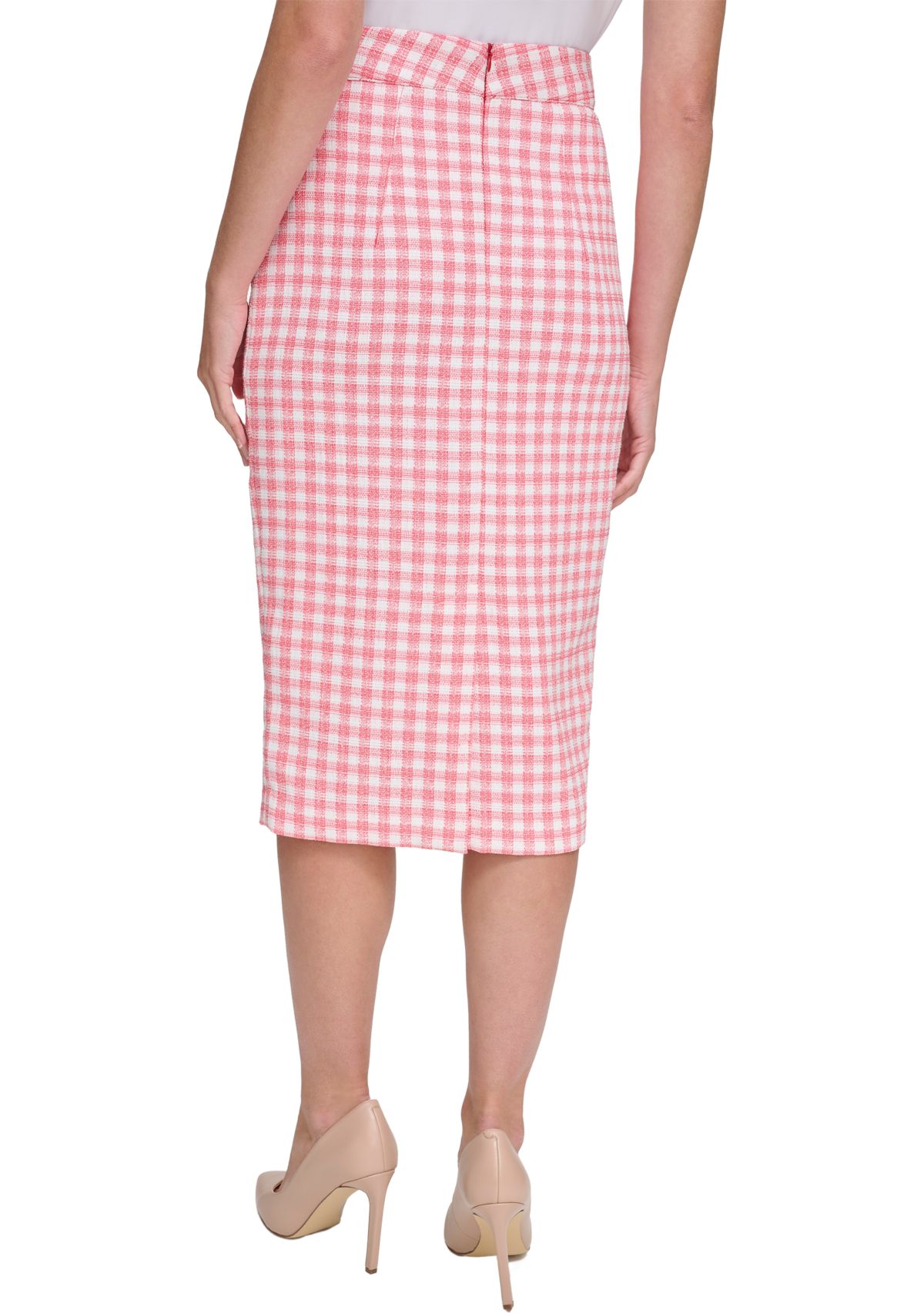 Womens Gingham Pencil Skirt