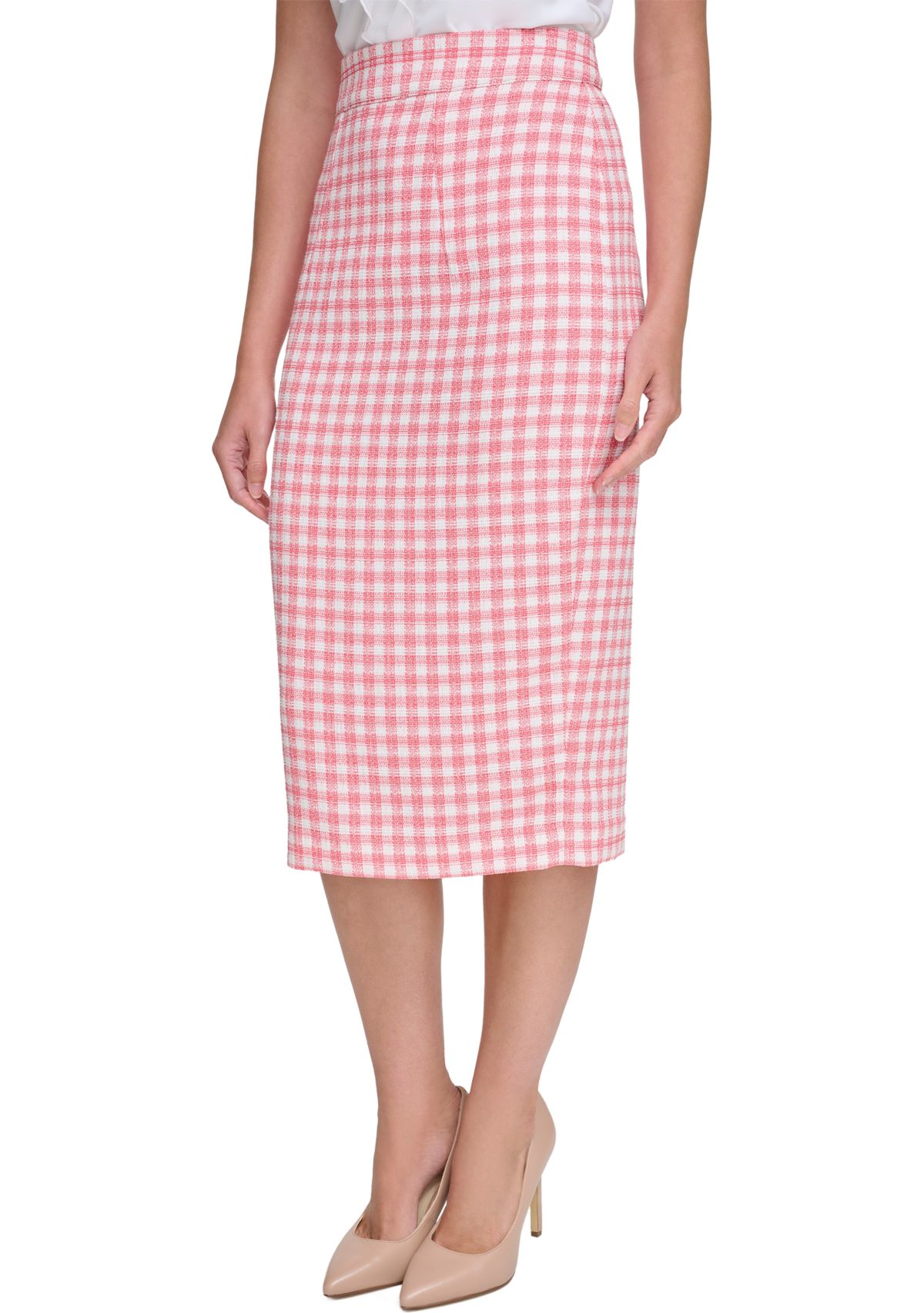 Womens Gingham Pencil Skirt