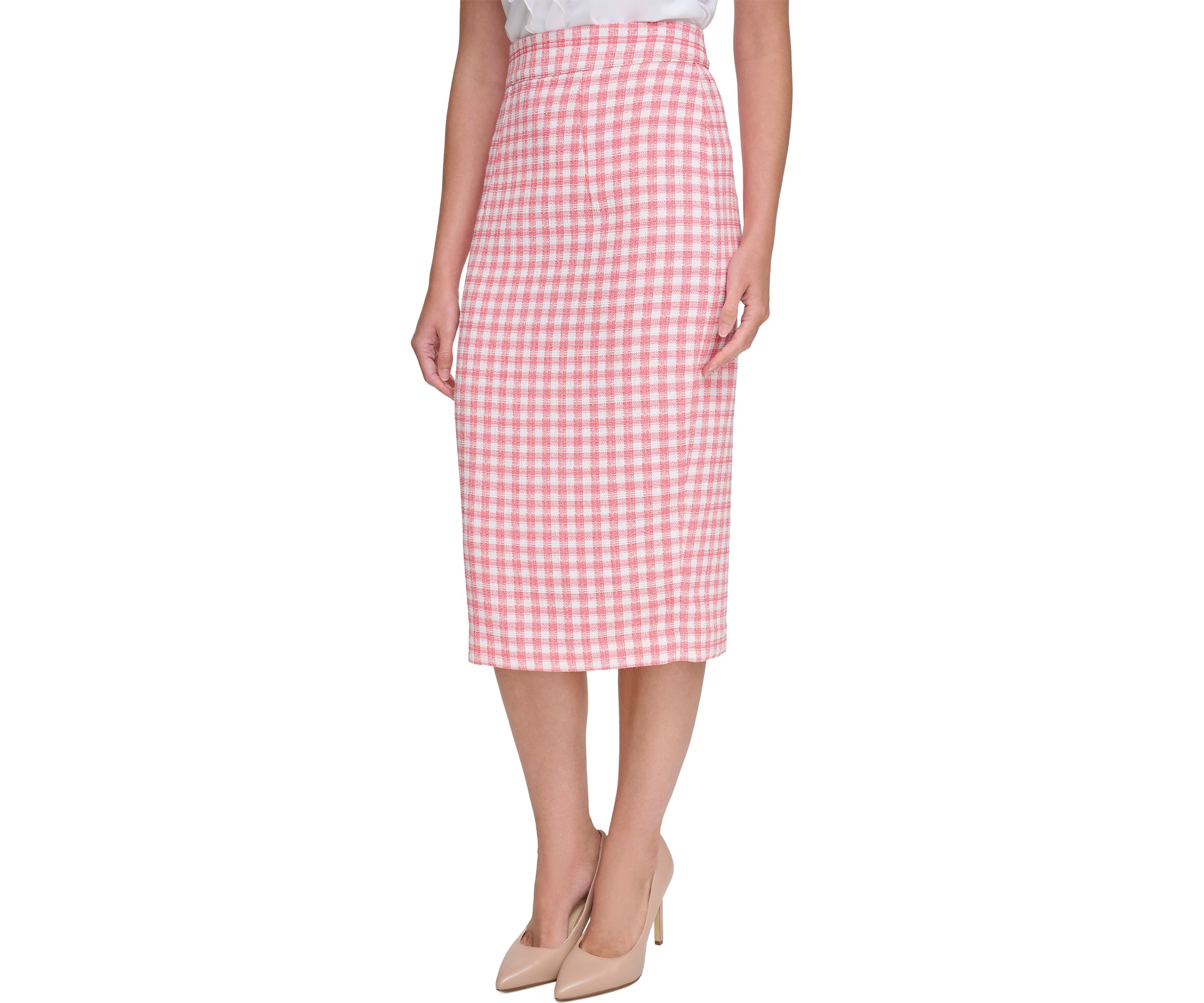 Womens Gingham Pencil Skirt