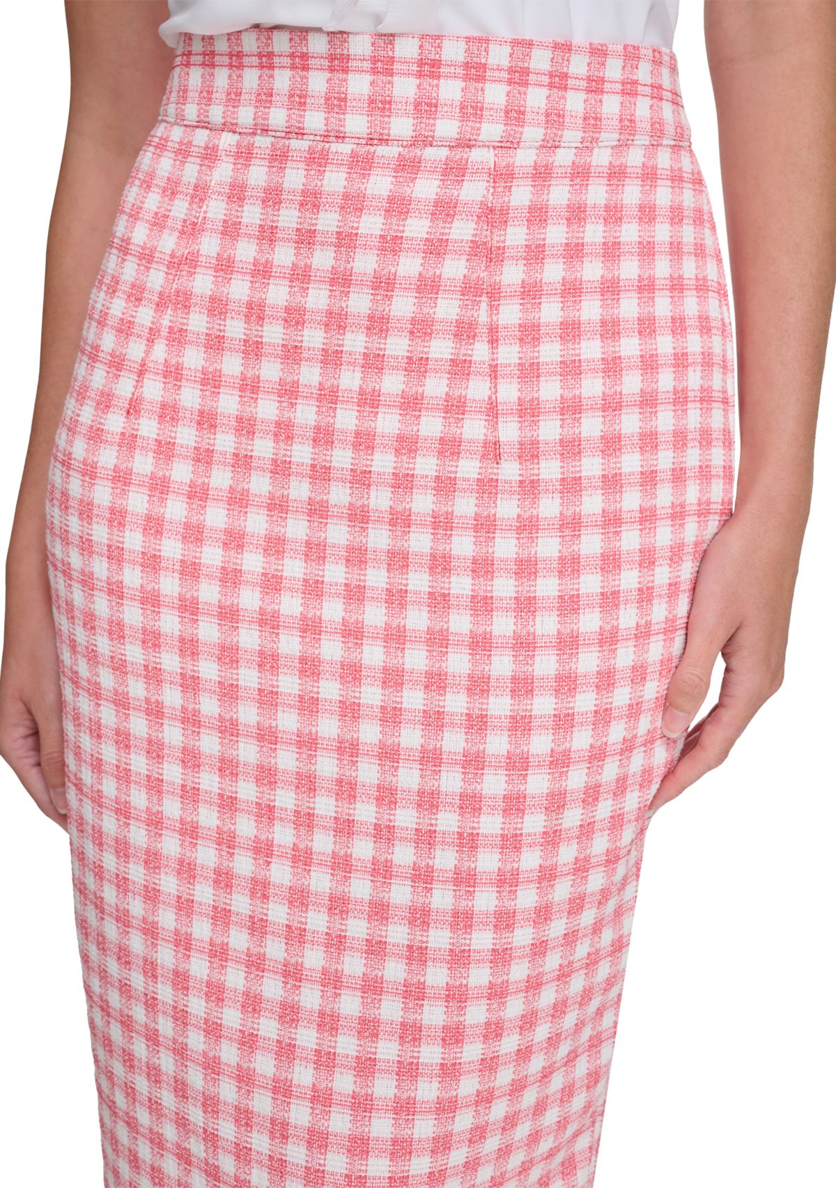 Womens Gingham Pencil Skirt
